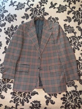 Classic Glen Plaid Men's Blazer in Black & Cream